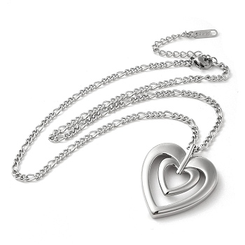 304 Stainless Steel Necklaces for Women, Heart, Stainless Steel Color, 16.30 inch(41.4cm)