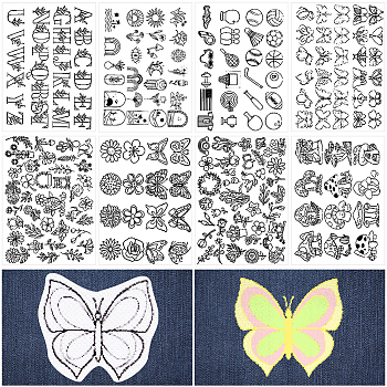 2 Sets 2 Style Non-Woven Embroidery Aid Drawing Sketch, Mixed Shapes, Black, 297x210mm, 4pcs/set, 1 set/style