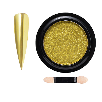 Chameleon Color Change Nail Chrome Powder, Shinning Mirror Effect, with One Brush, Gold, 40x17mm, about 0.5g/box