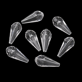 Transparent Acrylic Beads, Faceted, Teardrop, Clear, 21x11mm, Hole: 2mm, about 395pcs/500g