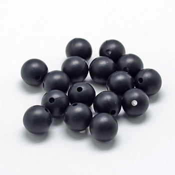 Food Grade Eco-Friendly Silicone Focal Beads, Round, Black, 18~20mm, Hole: 2mm