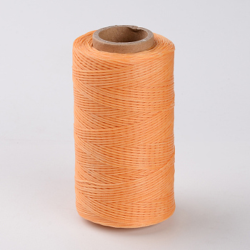 Flat Waxed Polyester Cords, The incoming goods exhibit variations in color, Sandy Brown, 1x0.3mm, about 284.33 yards(260m)/roll