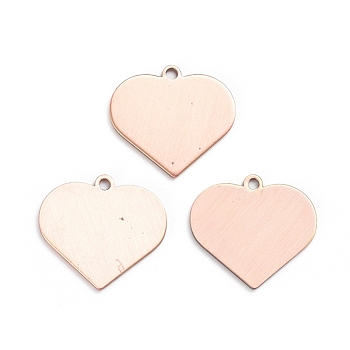 Brass Pendants, Stamping Blank Tag, Long-Lasting Plated, Heart, Brushed Red Copper, 18x20x1mm, Hole: 1.6mm