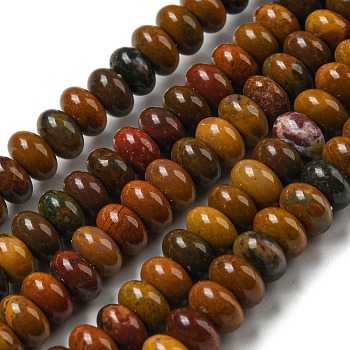 Natural Petrified Wood Beads Strands, Rondelle, 6x4mm, Hole: 0.6mm, about 102~109pcs/strand, 15.47''~15.59''(39.3cm)