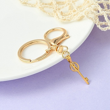 304 Stainless Steel Initial Letter Key Charm Keychains, with Alloy Clasp, Golden, Letter R, 8.8cm