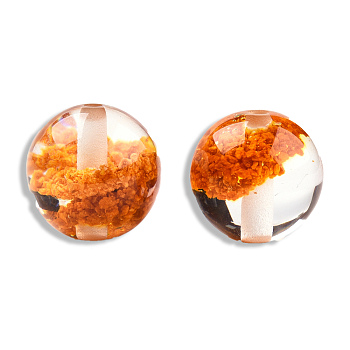 Transparent Resin Beads, Round, Dark Orange, 12x11.5mm, Hole: 1.6~1.8mm
