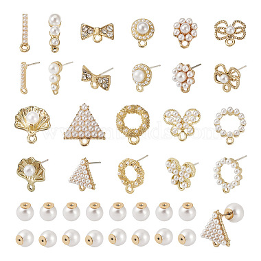 Golden Mixed Shapes Alloy Stud Earring Findings