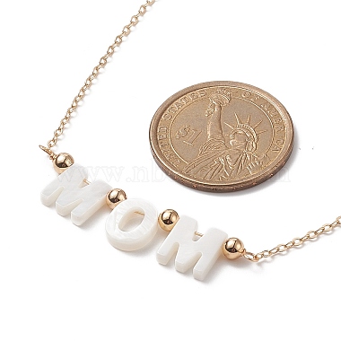 Ожерелье с кулоном мама из натуральных ракушек с золотыми латунными цепочками на день матери(NJEW-JN04151-01)-5