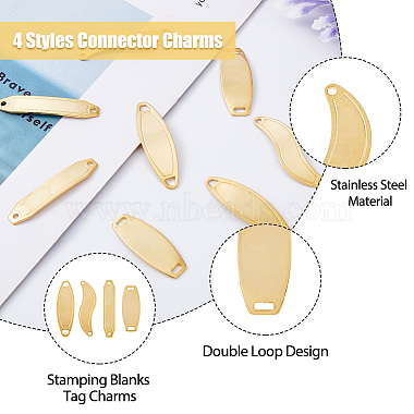 dicosmetic 48piezas 4 estilos 201 dijes de conector de acero inoxidable(STAS-DC0014-18)-5