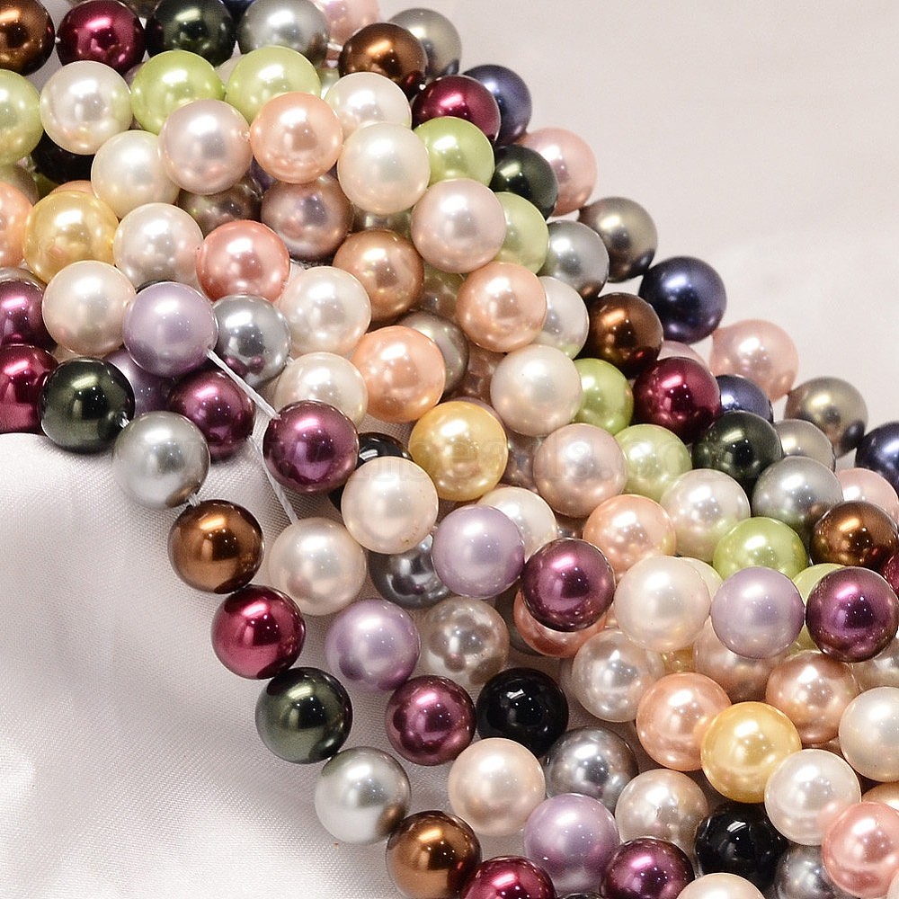 100 pcs 6 mm Mixte Couleur Ronde Perles en coquillages-A2511 