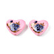 Flower Printed Opaque Acrylic Heart Beads(SACR-S305-28-H01)-2