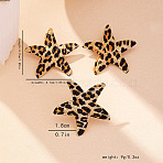 Leopard Print Starfish Alloy Stud Earrings & Rings Sets for Women, Golden, Inner Diameter: 18mm(FS-WG183D9-01)