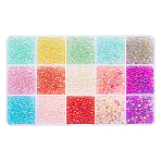 15 Style Transparent Glass Bead, No Hole, AB Color Plated, Round, Mixed Color, 0.4~3mm, 11g~13g/style(GLAA-OC0001-39)