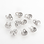 Tarnish Resistant 304 Stainless Steel Bead Tips, Calotte Ends, Clamshell Knot Cover, Stainless Steel Color, 6x4.5mm, Hole: 1.5mm, Inner Size: 3mm(X-STAS-Q210-89)