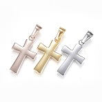 304 Stainless Steel Pendants, Cross, Mixed Color, 24x14.5x2mm, Hole: 7x3.5mm(STAS-H329-88)