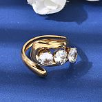 304 Stainless Steel Micro Pave Cubic Zirconia Open Cuff Rings for Women, Golden, Teardrop, US Size 8 1/2(18.5mm)(RJEW-K258-12C-G)