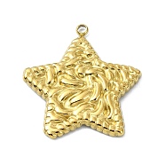 Ion Plating(IP) 304 Stainless Steel Pendants, Real 18K Gold Plated, Star, 23.5x22x2mm, Hole: 1.5mm(STAS-B058-26G-09)