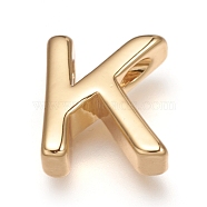 Brass Charms, Long-Lasting Plated, Letter, Letter.K, K: 9x8x3mm, Hole: 1.6mm(X-ZIRC-I037-01K-G)