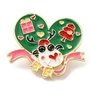 Christmas Theme Enamel Pins, Light Gold Alloy Badge for Backpack Clothes, Deer, 25x30x2mm(JEWB-G023-01B)