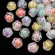 Transparent Acrylic Beads, Bead in Bead, AB Color, Flower, Mixed Color, 11.5x11x10.5mm, Hole: 2mm(X-TACR-T024-06B)