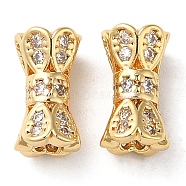 Brass Micro Pave Cubic Zirconia Beads, Column, Real 18K Gold Plated, 10x5mm, Hole: 0.9mm(KK-P239-33G)