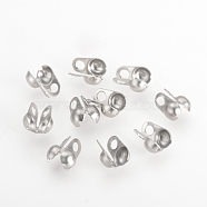 304 Stainless Steel Bead Tips, Calotte Ends, Clamshell Knot Cover, Stainless Steel Color, 6x4.5mm, Hole: 1.5mm, Inner Size: 3mm(X-STAS-Q210-89)