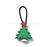 Christmas PVC Plastic Pendant Decotations, with Nylon Cord and Plastic Findings, Tree, Medium Sea Green, 61mm(KY-G018-B02)