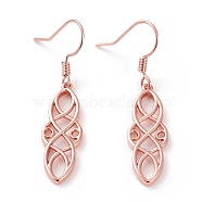 Brass Dangle Earrings, Trinity Knot/Triquetra, Rose Gold, 43mm, Pin: 0.6mm(EJEW-B002-04RG)