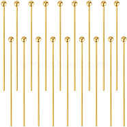 50Pcs 925 Sterling Silver Ball Head Pins, Real 18K Gold Plated, 24 Gauge, 25x0.5mm(STER-BBC0006-38)