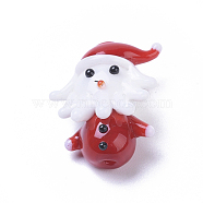 Handmade Lampwork Beads, Cartoon Father Christmas, Red, 22x18.2x10.4mm, Hole: 1.6mm(LAMP-I020-16)