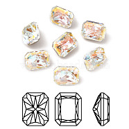 K9 Glass Rhinestone Cabochons, Pointed Back & Back Plated, Faceted, Rectangle, Light Crystal AB, 6x8x5mm(RGLA-A025-05A-001LA)