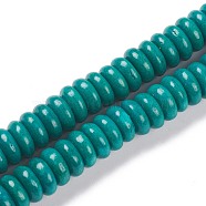 Synthetic Turquoise Beads Strands, Dyed, Disc/Flat Round, Heishi Beads, Teal, 8mm, Hole: 1mm, about 121pcs/strand, about 15 inch(G-H263-04B)