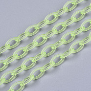 Handmade Transparent ABS Plastic Cable Chains, Oval, Green Yellow, 19.29 inch~19.68 inch(49~50cm), Link: 13x7.5x1.5mm(KY-S166-001G)