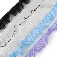 2M Polyester Pleated Flower Lace Ribbon, for Garment Accessories, Mixed Color, 2-1/8~2-1/2 inch(55~65mm), about 2.19 Yards(2m)/pc(OCOR-XCP0002-14)