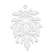 201 Stainless Steel Pendants, Laser Cut, Leaf, Stainless Steel Color, 36x24.5x1mm, Hole: 1.6mm(STAS-S105-LA781-1)