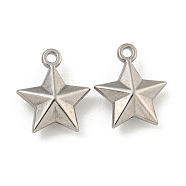 Non-Tarnish 304 Stainless Steel Charms, Star Charm, Stainless Steel Color, 14.5x12.5x4.5mm, Hole: 1.5mm(STAS-I307-551P)