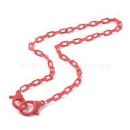 Personalized Opaque Acrylic Cable Chain Necklaces, Handbag Chains, with Plastic Lobster Claw Clasps, Red, 23.03 inch(58.5cm)(NJEW-JN03432-07)