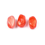 Opaque Acrylic Beads, Two Tone Color, with Glitter Powder, Nuggets, Orange Red, 21x15x14.5mm, Hole: 2mm, about 190pcs/500g(MACR-N009-017D)
