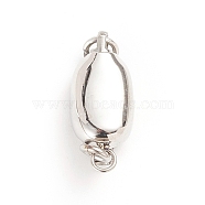 304 Stainless Steel Box Clasps, Oval, Stainless Steel Color, 16x7x6mm, Hole: 2.3mm(STAS-I133-04A)