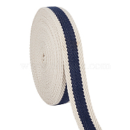 10 Yards Polyester Striped Ribbon, Flat, Midnight Blue, 1-1/4 inch(32mm), about 10.00 Yards(9.14m)/Roll(SRIB-WH0011-068A)