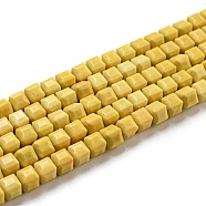 Natural Agate Beads Strands, Dyed, Cube, Yellow, 4.5x4.5x4.5mm, Hole: 1.2mm, about 88pcs/strand, 15.04''(38.2cm)(G-M422-A01-02R)