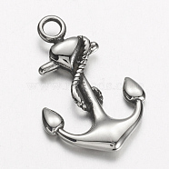 304 Stainless Steel Pendants, Anchor, Antique Silver, 31x20x3mm, Hole: 3mm(STAS-E133-048ASA)