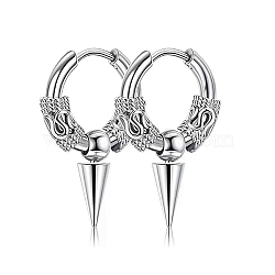 Non-Tarnish 304 Stainless Steel Hoop Earrings, Cone Drop Earrings, Stainless Steel Color, 16x2.5mm(PW-WG23967-05)