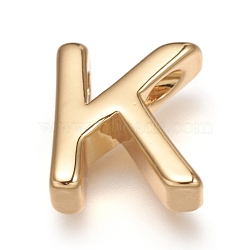 Brass Charms, Long-Lasting Plated, Real 18K Gold Plated, Letter.K, K: 9x8x3mm, Hole: 1.6mm(X-ZIRC-I037-01K-G)