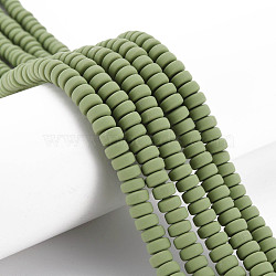 Handmade Polymer Clay Beads Strands, for DIY Jewelry Crafts Supplies, Flat Round, Olive Drab, 6~7x3mm, Hole: 1.5mm, about 113~116pcs/strand, 15.55 inch~16.14 inch(39.5~41cm)(CLAY-N008-008-202)