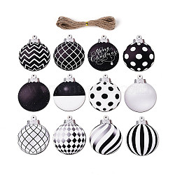 12Pcs UV Single Face Printed Wood Pendant Decorations, Flat Round, Jute Rope Hanging Decorations, Laser Cut Wood Shapes, Black, 79x64x2mm, Hole: 2.5mm(WOOD-N020-41)