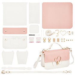 DIY Women's Crossbody Bag Kits, Include Imitation Leather Fabric, Magnetic Clasp, Heart Lock, Screwdriver, Pink, 2.2~89x0.15~19.8x0.1~0.85cm(PURS-WH0005-53B)