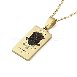 304 Stainless Steel Black Enamel Rectangle with Constellation Pendant Necklaces, Golden, Gemini, 15.75~17.72 inch(40~45cm)(NJEW-I128-01E)