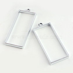 Rack Plating Alloy Rectangle Open Back Bezel Pendants, For DIY UV Resin, Epoxy Resin, Pressed Flower Jewelry, Cadmium Free & Nickel Free & Lead Free, Platinum, 49x20x3.5mm, Hole: 3mm(X-PALLOY-S047-11D-FF)