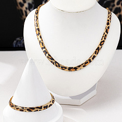 Alloy Leopard Print Snake Chain Necklaces & Bracelets Sets, Golden, 410mm(FS-WGE503A-01)